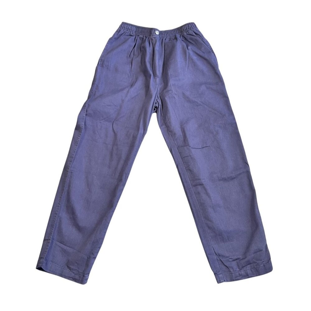 Woman Within 14WP Pants Navy Classic Fit Pull On Straight Leg Elastic Waistband